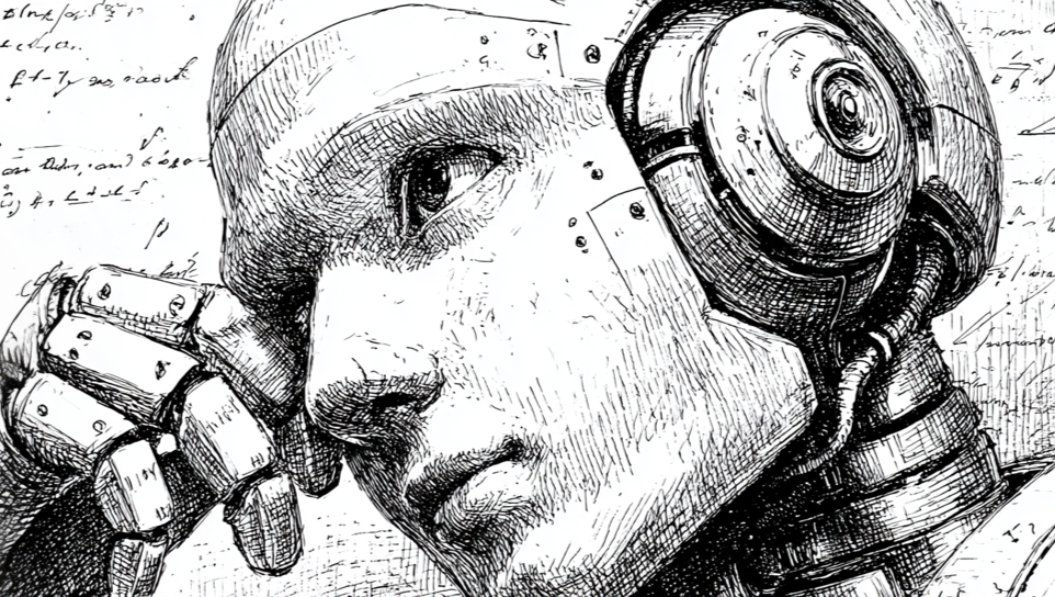 Nachdenkender Robotermensch